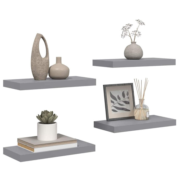 vidaXL Étagères flottantes 4 pcs Gris 50x23x3,8 cm MDF