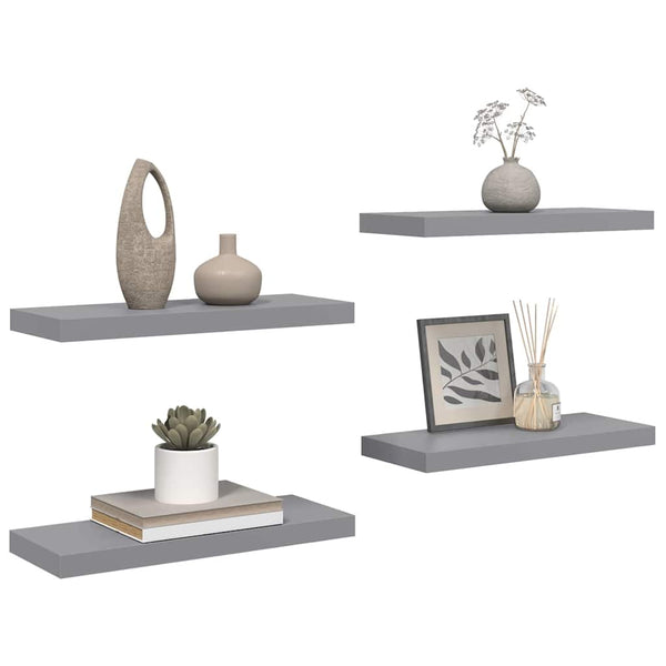 vidaXL Étagères flottantes 4 pcs Gris 60x23,5x3,8 cm MDF