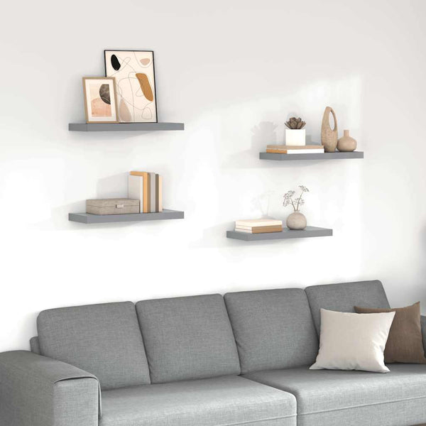 vidaXL Étagères flottantes 4 pcs Gris 60x23,5x3,8 cm MDF