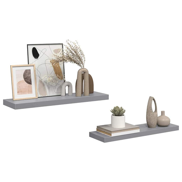 vidaXL Étagères murales flottantes 2 pcs Gris 80x23,5x3,8 cm MDF