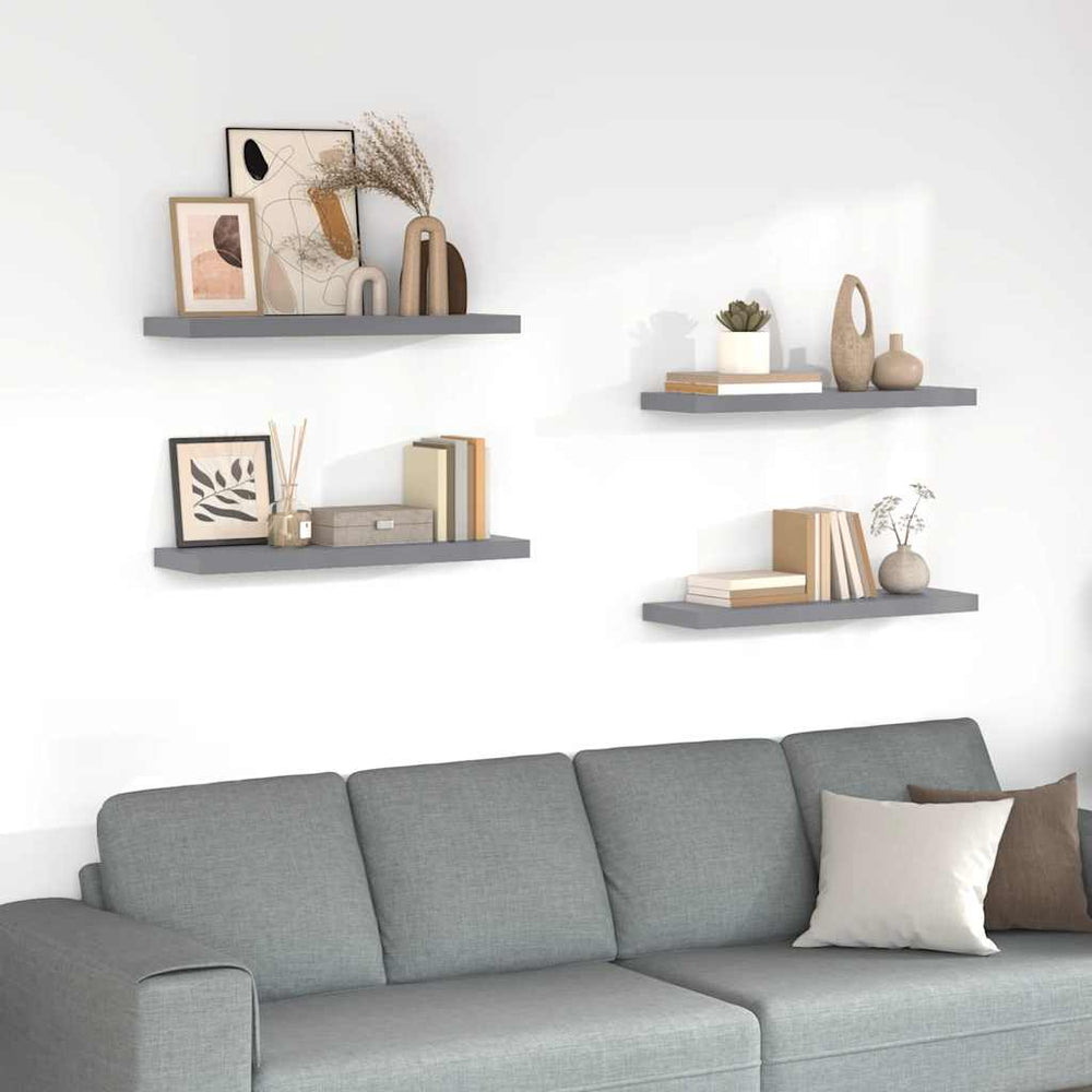 vidaXL Étagères flottantes 4 pcs Gris 80x23,5x3,8 cm MDF