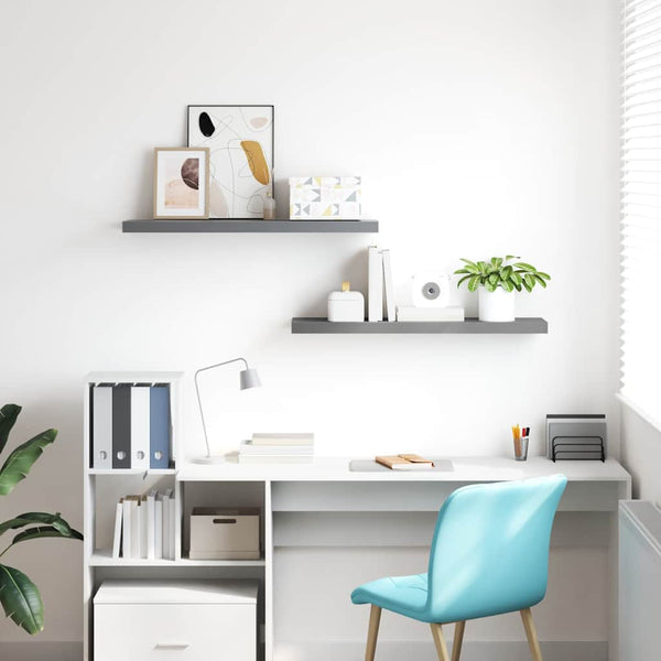 Schwebende Wandregale, Grau, 90cm, 2er-Set