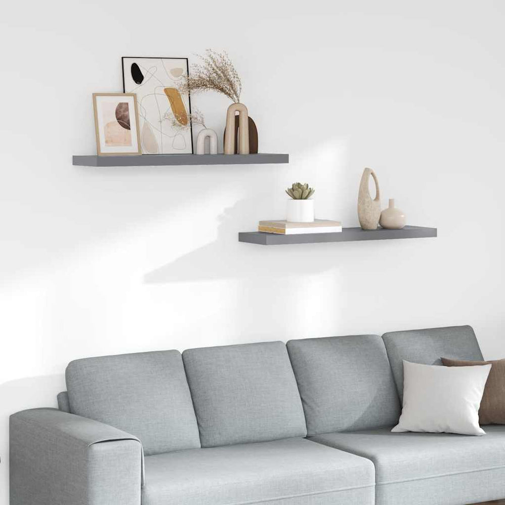 vidaXL Étagères murales flottantes 2 pcs Gris 90x23,5x3,8 cm MDF
