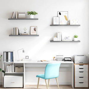 Schwebende Wandregale, 4er Set, Grau, 90cm