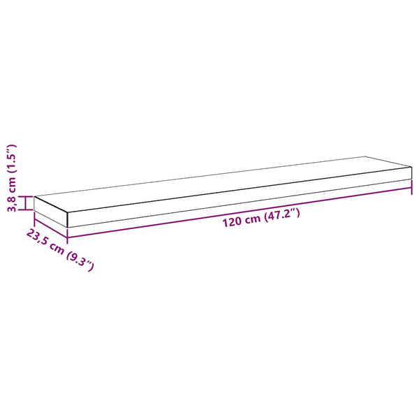 Schwebende Wandregale, Grau, 120 cm, 2er-Set