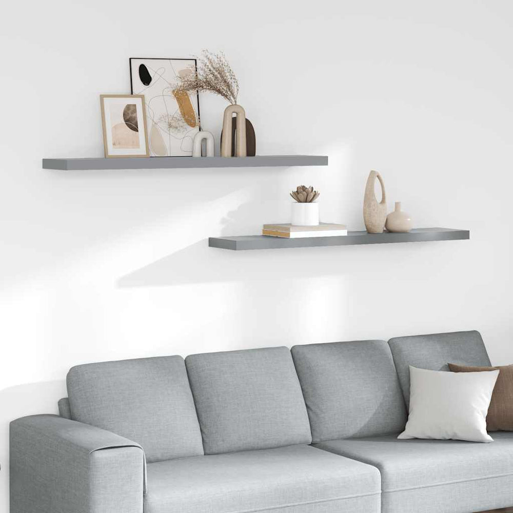 vidaXL Étagères murales flottantes 2 pcs Gris 120x23,5x3,8 cm MDF