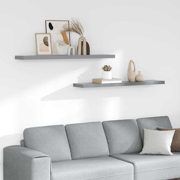 Schwebende Wandregale, Grau, 120 cm, 2er-Set