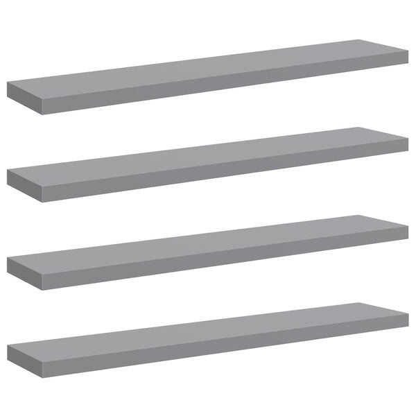 Schwebende Wandregale, 4er Set, Grau, 120cm