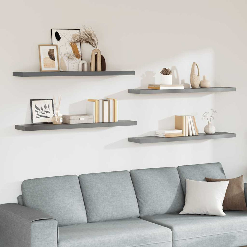 vidaXL Étagères murales flottantes 4 pcs Gris 120x23,5x3,8 cm MDF