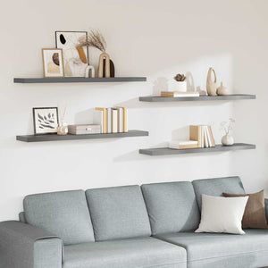 Schwebende Wandregale, 4er Set, Grau, 120cm