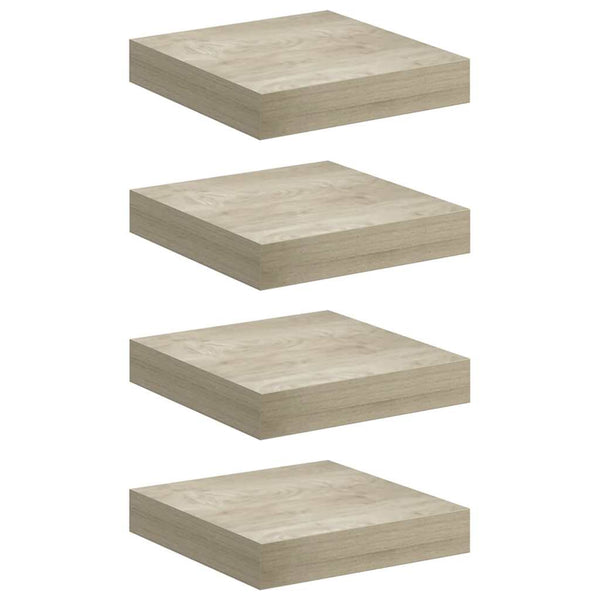 Schwebende Wandregale, 4er Set, Eichefarben