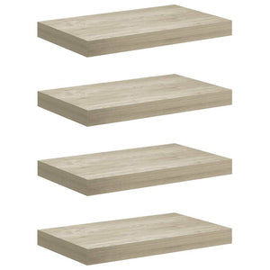 Schwebende Wandregale, 4er Set, Eiche