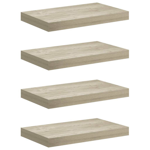 Schwebende Wandregale, 4er Set, Eiche