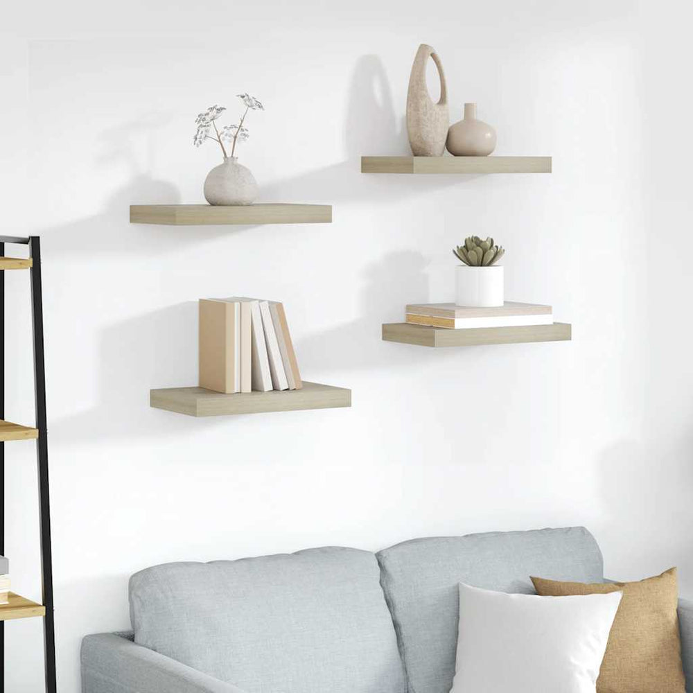 vidaXL Étagères murales flottantes 4 pcs Chêne 40x23x3,8 cm MDF