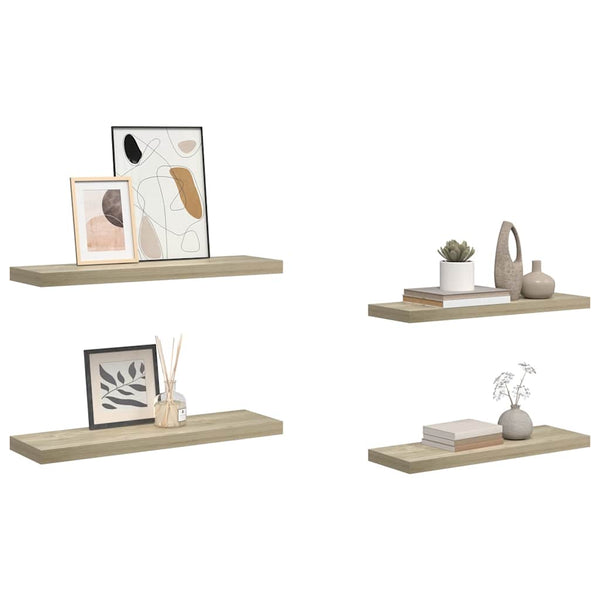 vidaXL Étagères murales 4 pcs Aspect chêne 80x23,5x3,8 cm MDF