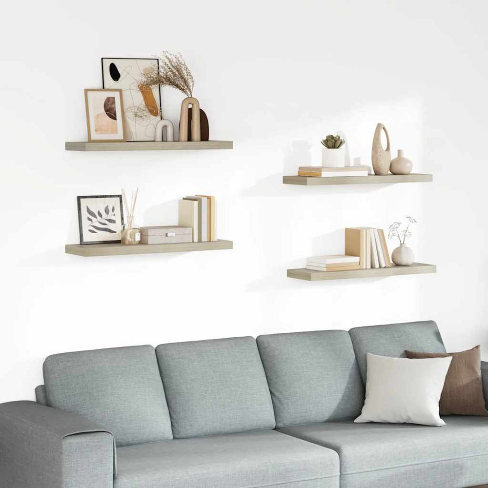 vidaXL Étagères murales 4 pcs Aspect chêne 80x23,5x3,8 cm MDF