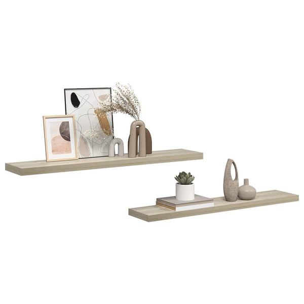Schwebende Wandregale Eichefarben, 2er Set