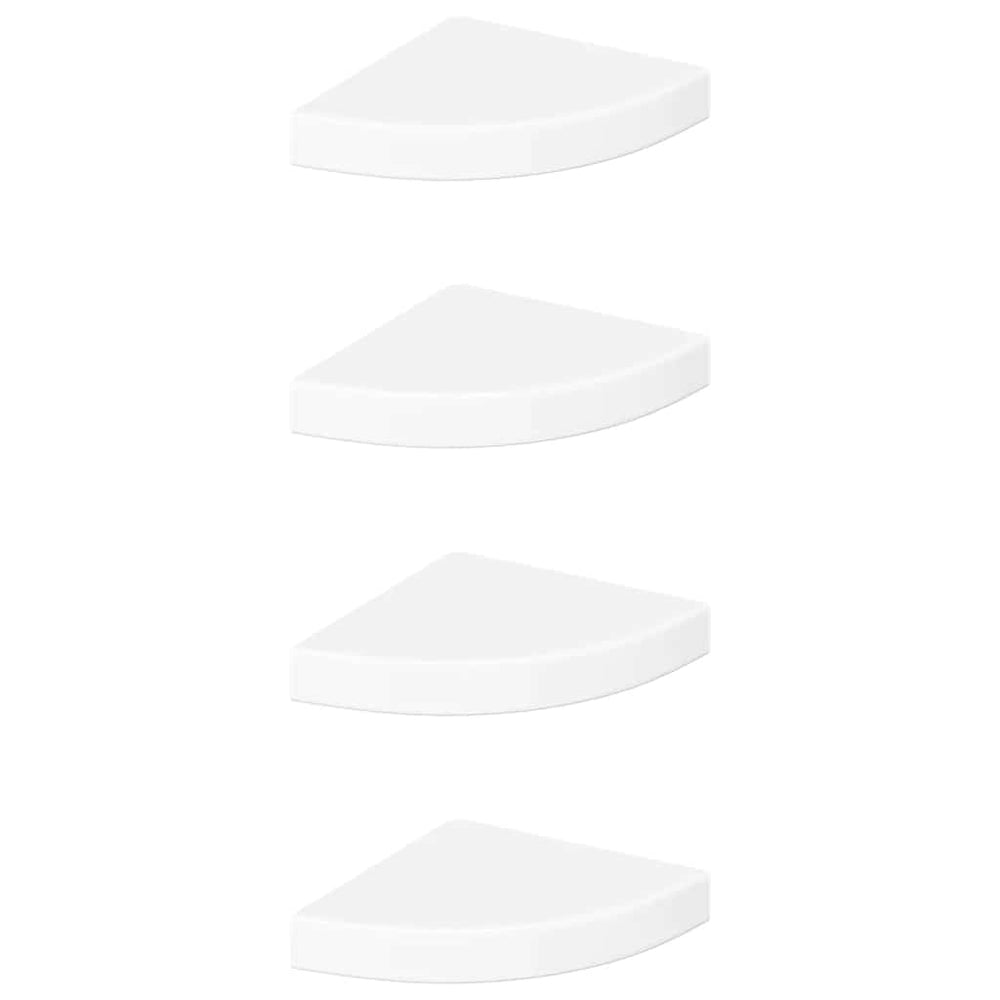 vidaXL Étagères d'angle murales 4 pcs Blanc brillant 25x25x3,8 cm MDF