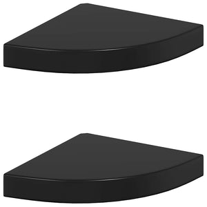 Eck Wandregale, 2er Set, Hochglanz Schwarz