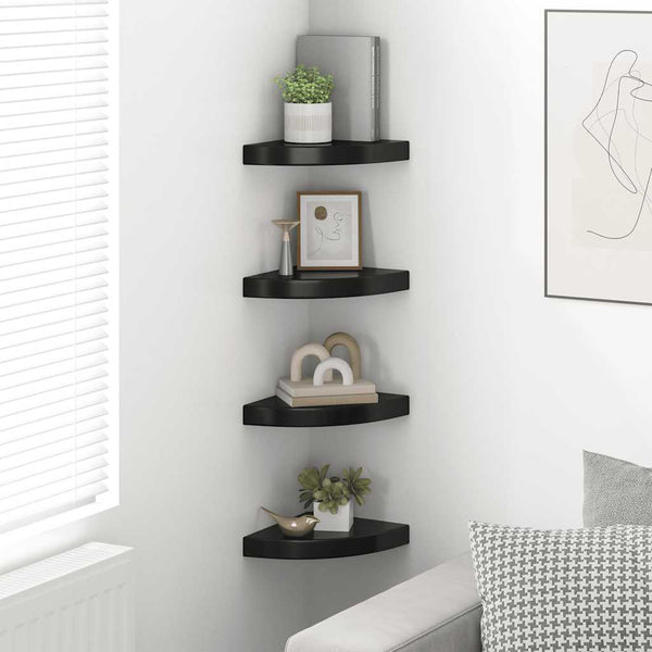 Eckregale, 4er Set, Hochglanz Schwarz