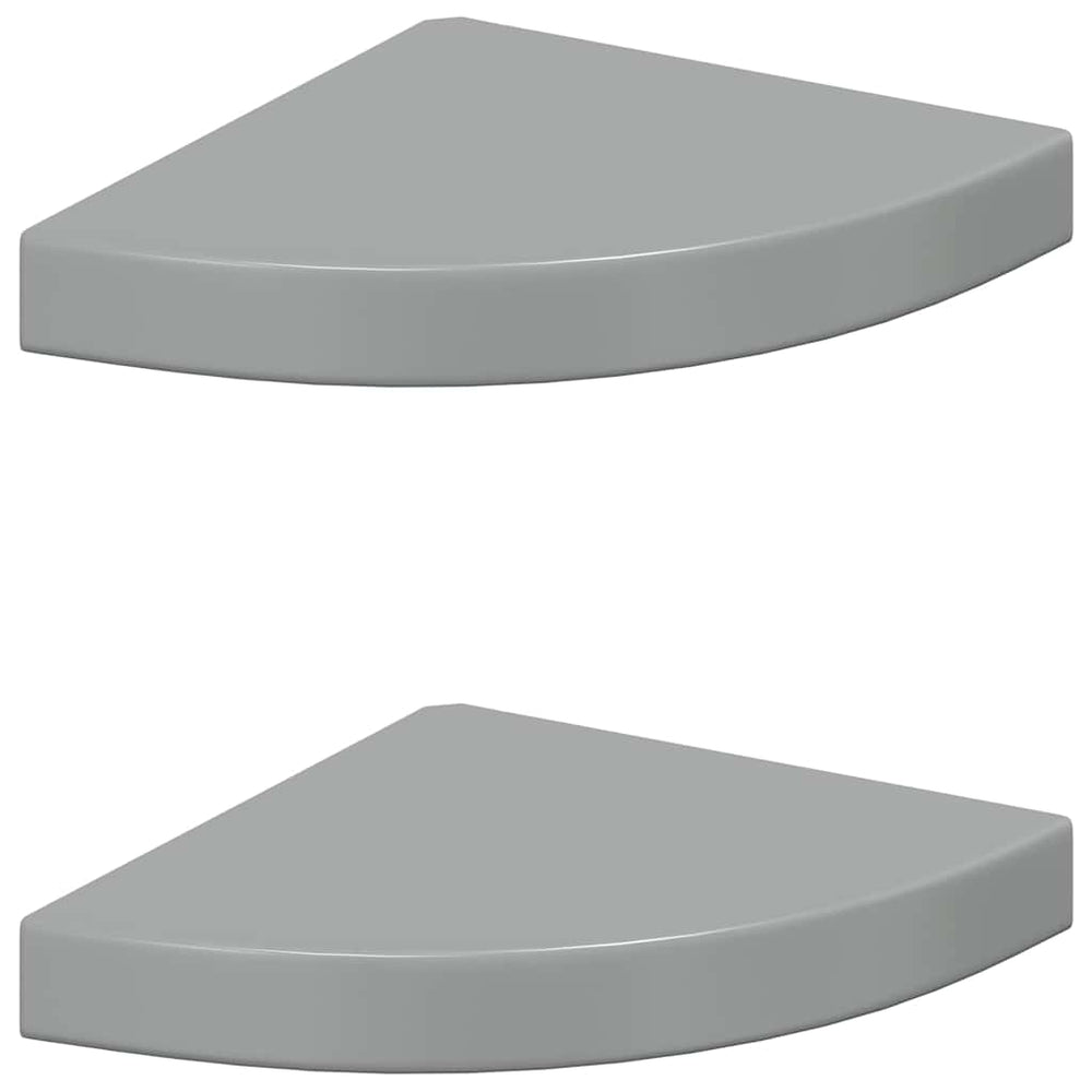 vidaXL Étagères flottantes d'angle 2 pcs Gris brillant 25x25x3,8 cm MDF