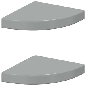 Eck-Wandregale, 2er Set, Hochglanz Grau