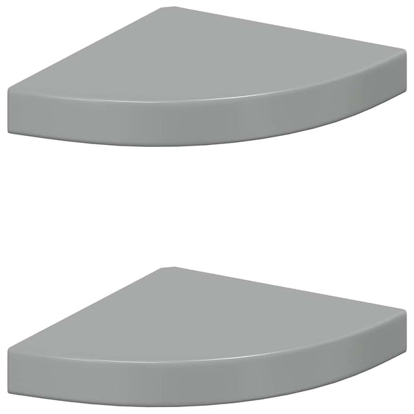 Eck-Wandregale, 2er Set, Hochglanz Grau