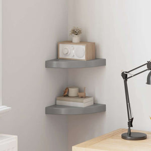 Eck-Wandregale, 2er Set, Hochglanz Grau