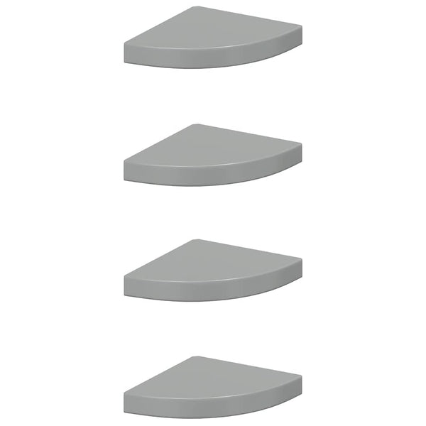 Eck-Wandregale, 4er Set, Hochglanz Grau