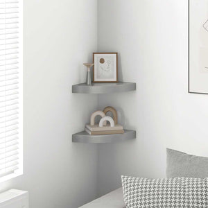 vidaXL Étagères flottantes d'angle 2 pcs Gris 25x25x3,8 cm MDF