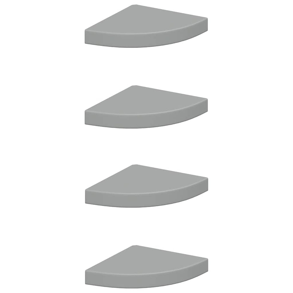 vidaXL Étagères flottantes d'angle 4 pcs Gris 25x25x3,8 cm MDF