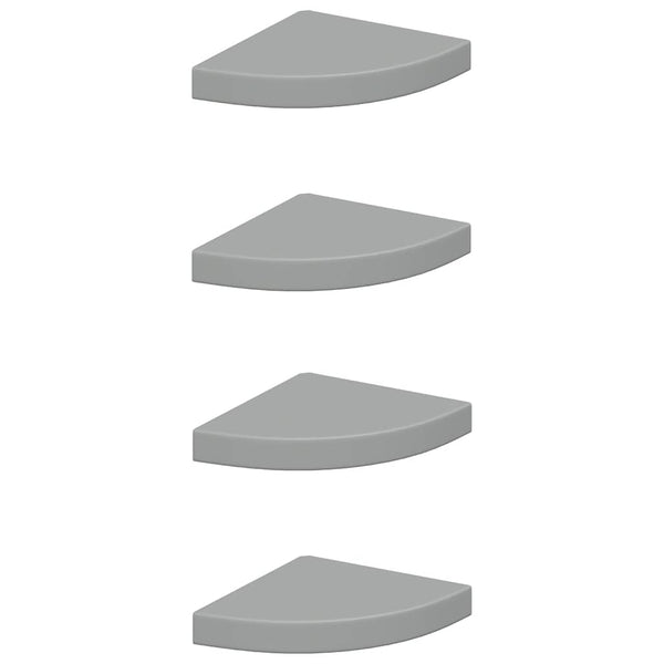 vidaXL Étagères flottantes d'angle 4 pcs Gris 25x25x3,8 cm MDF