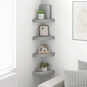 vidaXL Étagères flottantes d'angle 4 pcs Gris 25x25x3,8 cm MDF