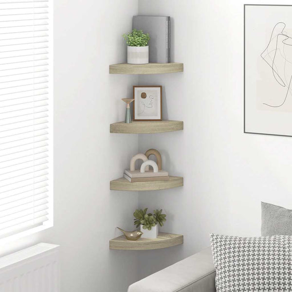 vidaXL Étagères d'angle flottantes 4 pcs aspect chêne 25x25x3,8 cm MDF