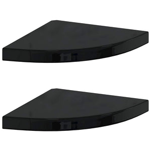 Eck Wandregal, 2er Set, Schwarz Hochglanz