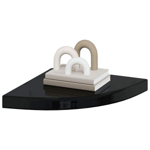 Eck Wandregal, 2er Set, Schwarz Hochglanz