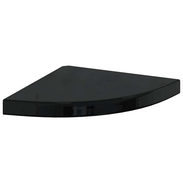 Eck Wandregal, 2er Set, Schwarz Hochglanz