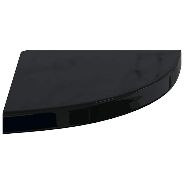 Eck Wandregal, 2er Set, Schwarz Hochglanz