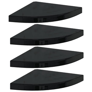 Eck Wandregale, 4er Set, Hochglanz Schwarz