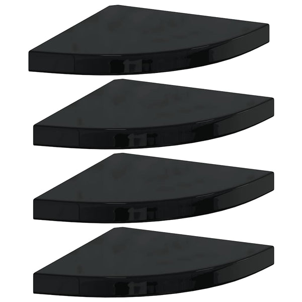 Eck Wandregale, 4er Set, Hochglanz Schwarz