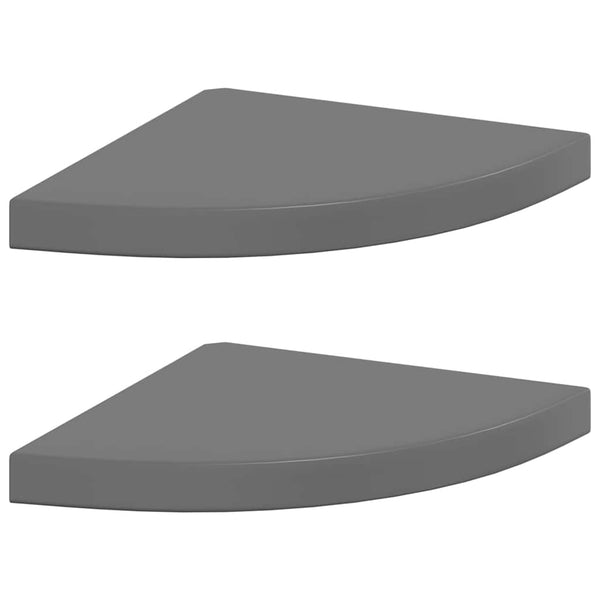 Eck Wandregale Grau Hochglanz, 2er Set