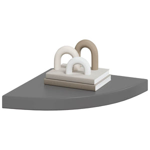 Eck Wandregale Grau Hochglanz, 2er Set