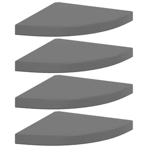 Eck-Wandregale, 4er Set, Hochglanz Grau