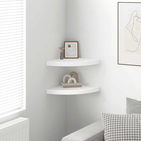 vidaXL Étagères d'angle flottantes 2 pcs Blanc 35x35x3,8 cm MDF