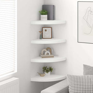 vidaXL Étagères flottantes d'angle 4 pcs Blanc 35x35x3,8 cm MDF