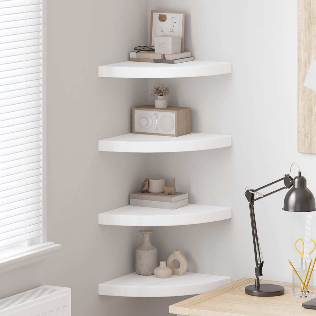 vidaXL Étagères flottantes d'angle 4 pcs Blanc 35x35x3,8 cm MDF