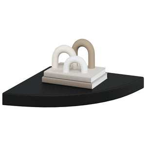 Schwarzes Eck-Wandregal, 35 cm