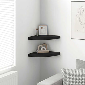 vidaXL Étagères flottantes d'angle 2 pcs Noir 35x35x3,8 cm MDF