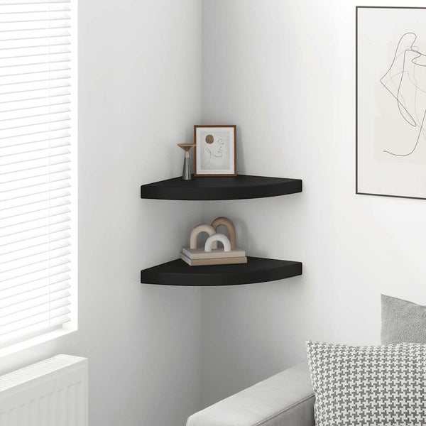 vidaXL Étagères flottantes d'angle 2 pcs Noir 35x35x3,8 cm MDF