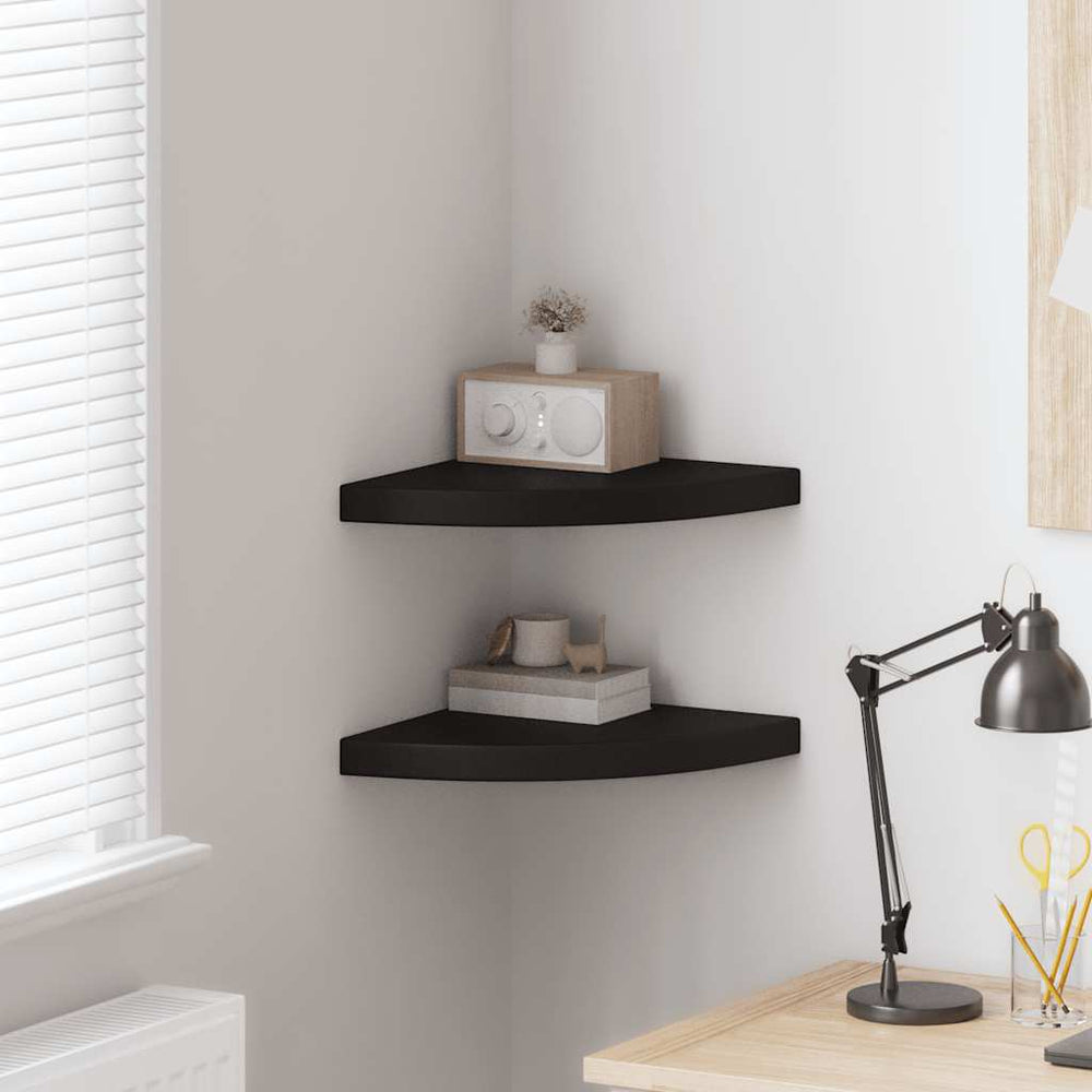 vidaXL Étagères flottantes d'angle 2 pcs Noir 35x35x3,8 cm MDF